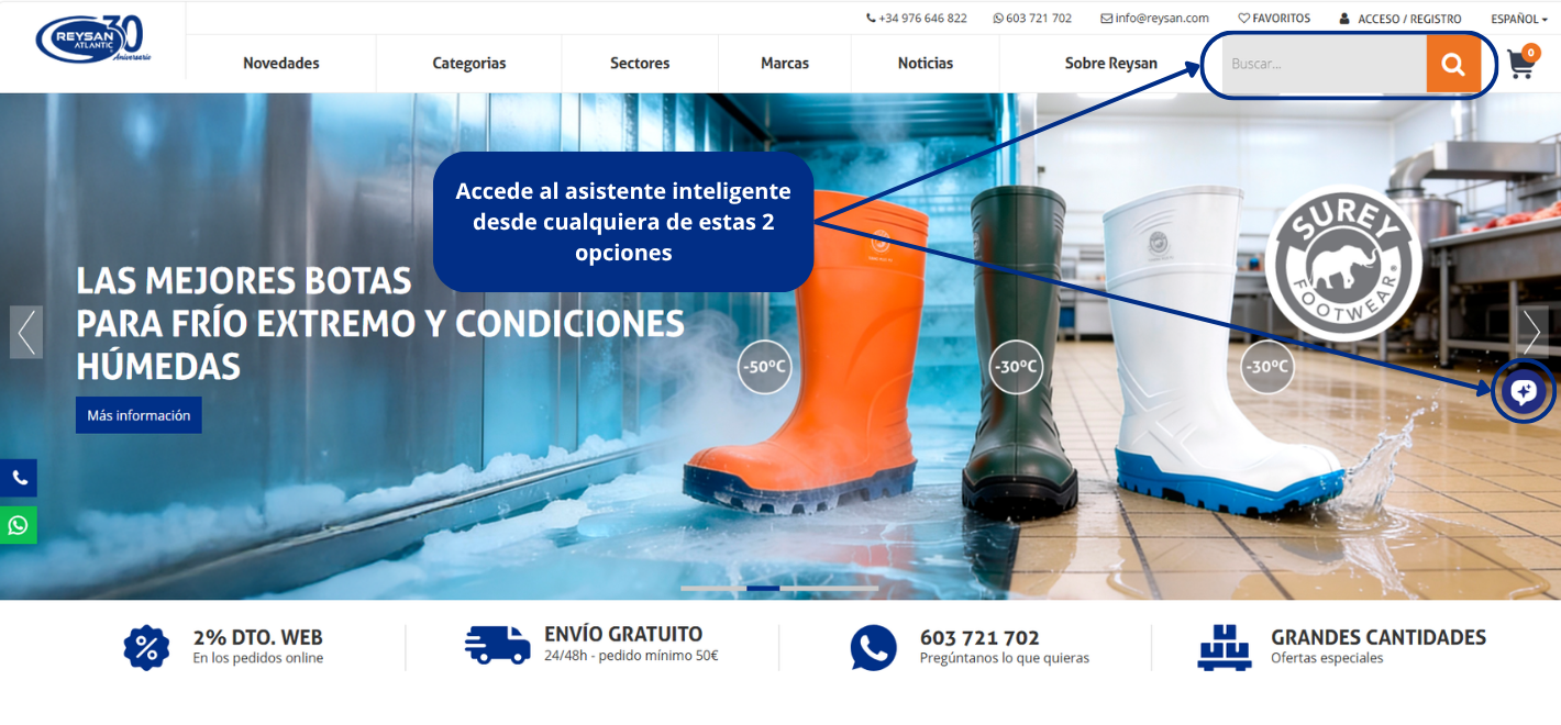 Nuestro asistente de IA para encontrar EPIS, calzado de seguridad, ropa laboral, vestuario desechable, en cuestión de segundos.