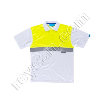 POLO ALTA VISIBILIDAD BLANCO-AMARILLO