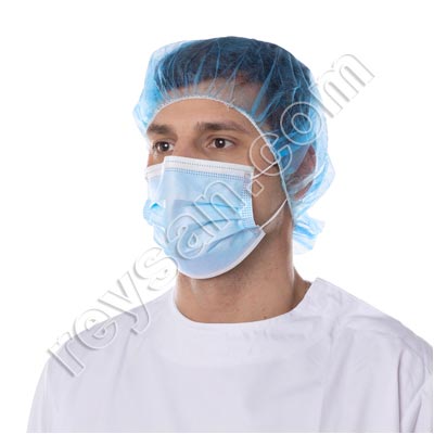 MASCARILLA 2 CAPAS GOMA NUCA AZUL